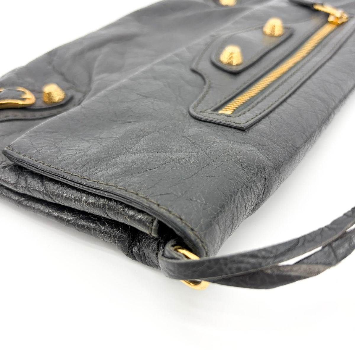 Balenciaga Giant Studs Envelope Clutch Leather Black Leather Clutche & Pouche Bag (Pre-Owned)