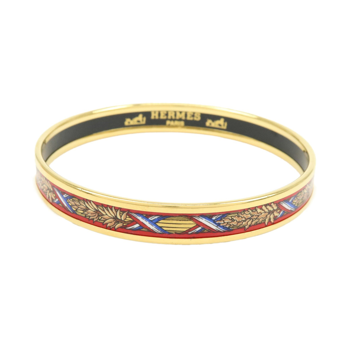 Hermes Bangle Printed Enamel Gold Gold_Plated Bracelet Jewelry (Pre-Owned)