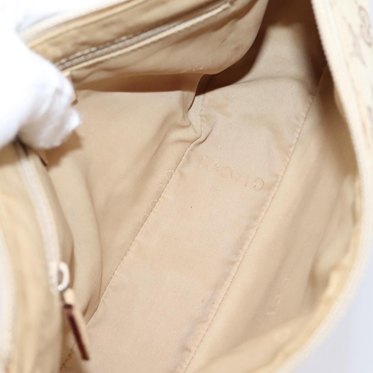 Gucci Bamboo Top Handle Gg Canvas Beige Canvas Handbag (Pre-Owned)