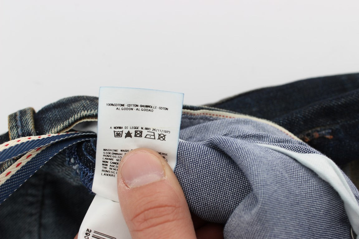 Acht Blue Wash Cotton Regular Straight Fit Men's Jeans