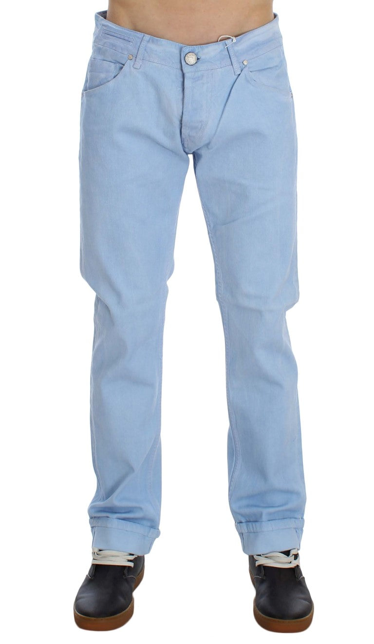 Acht Blue Cotton Stretch Low Waist Fit Men's Jeans