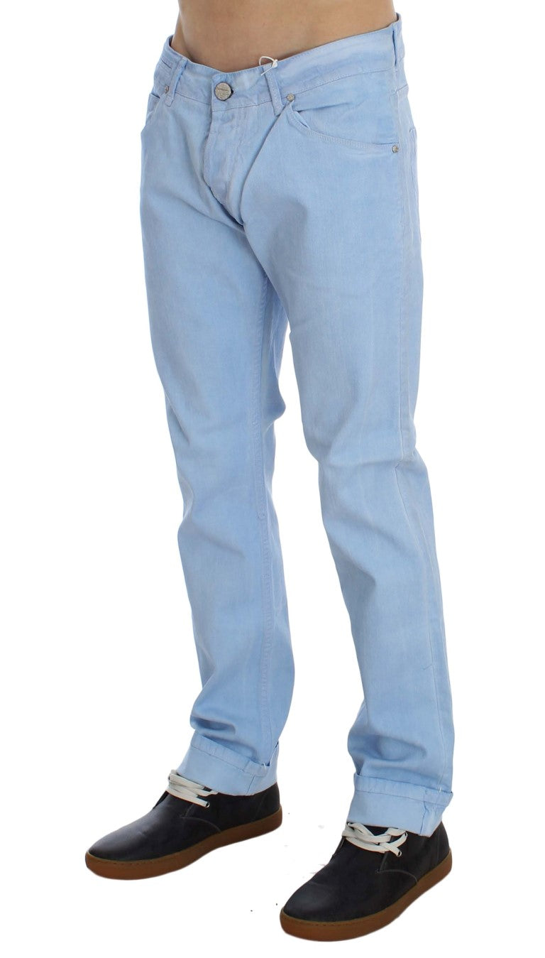Acht Blue Cotton Stretch Low Waist Fit Men's Jeans