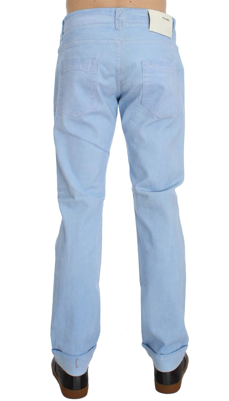 Acht Blue Cotton Stretch Low Waist Fit Men's Jeans