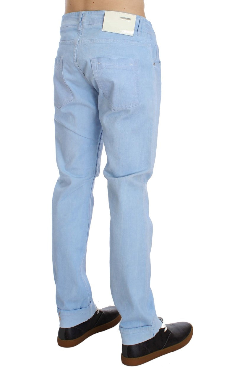 Acht Blue Cotton Stretch Low Waist Fit Men's Jeans