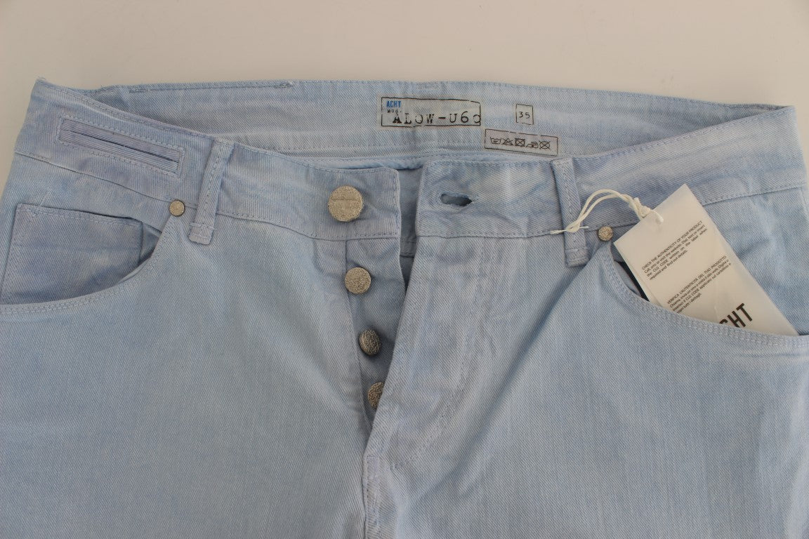 Acht Blue Cotton Stretch Low Waist Fit Men's Jeans