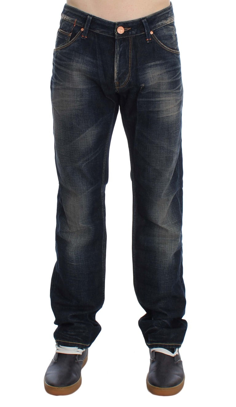 Acht Blue Wash Straight Fit Low Waist Men's Jeans