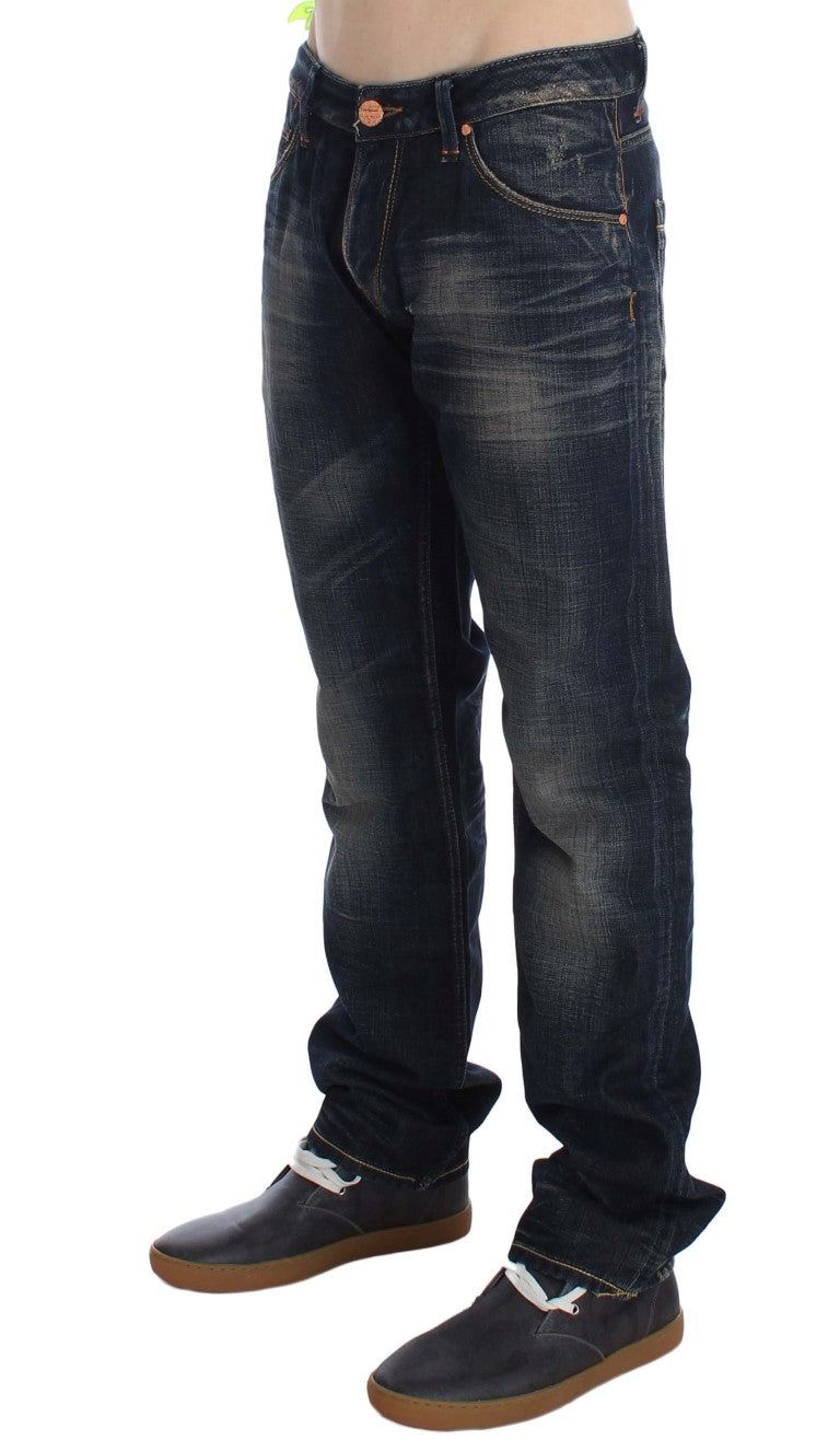 Acht Blue Wash Straight Fit Low Waist Men's Jeans