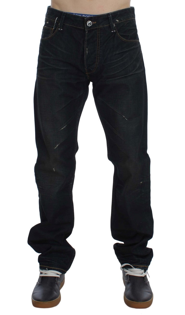 Acht Blue Wash Cotton Denim Straight Fit Men's Jeans