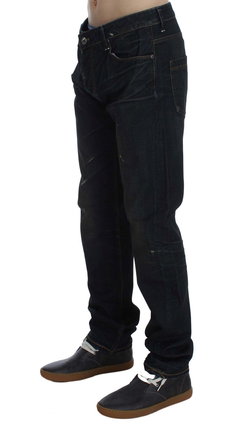 Acht Blue Wash Cotton Denim Straight Fit Men's Jeans