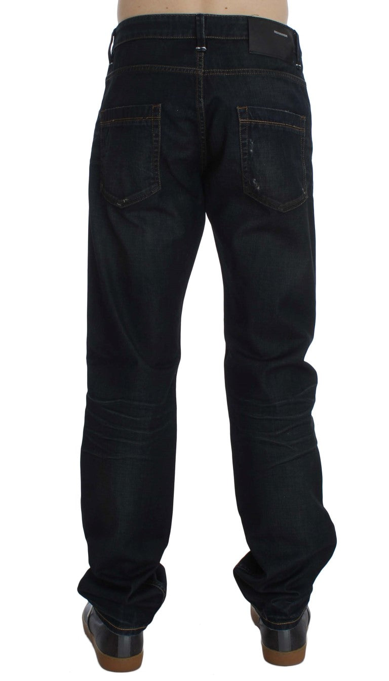Acht Blue Wash Cotton Denim Straight Fit Men's Jeans