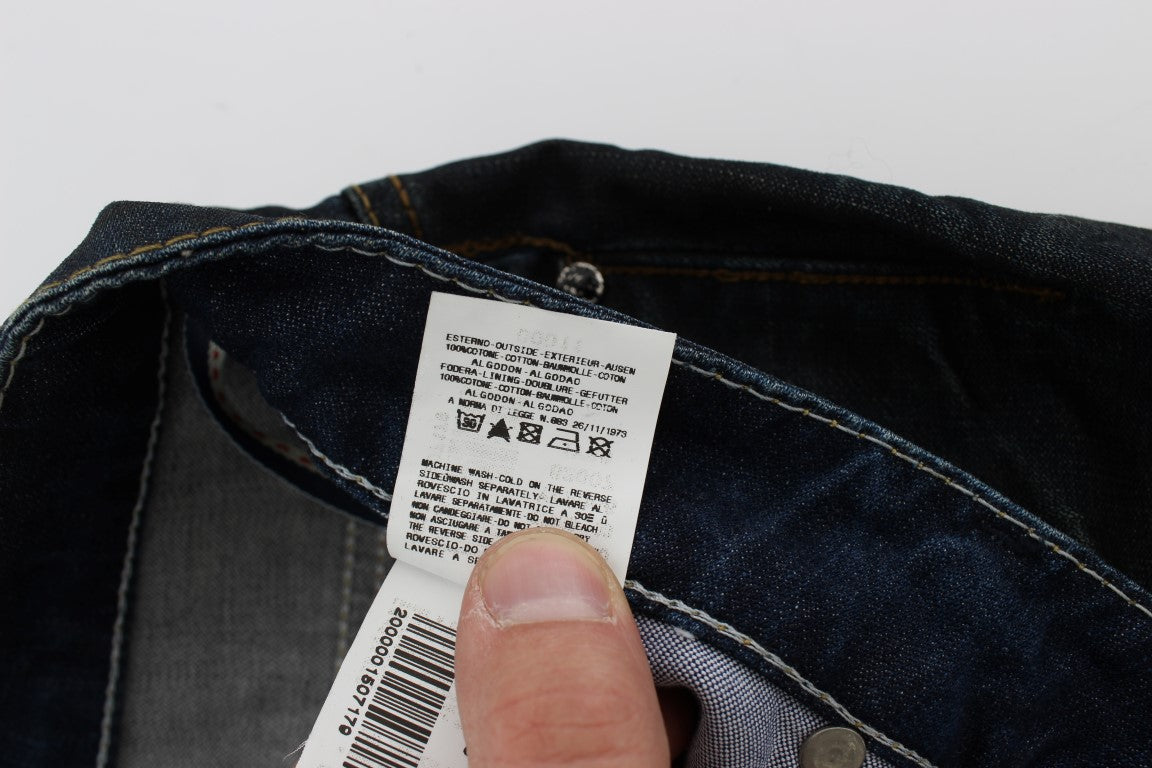 Acht Blue Wash Cotton Denim Straight Fit Men's Jeans