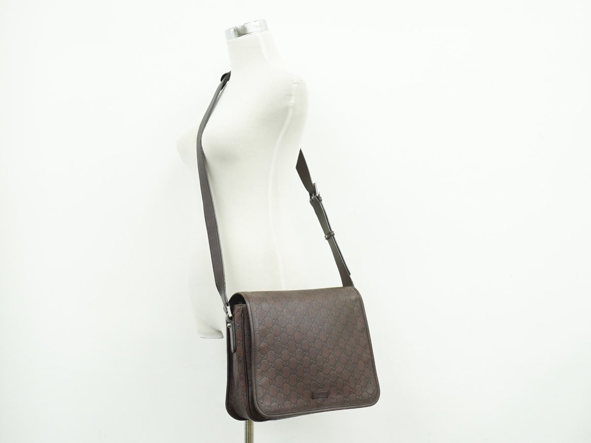 Gucci Flap Messenger Bag (Outlet) Guccissima Leather Brown Leather Shoulder Bag Bag (Pre-Owned)