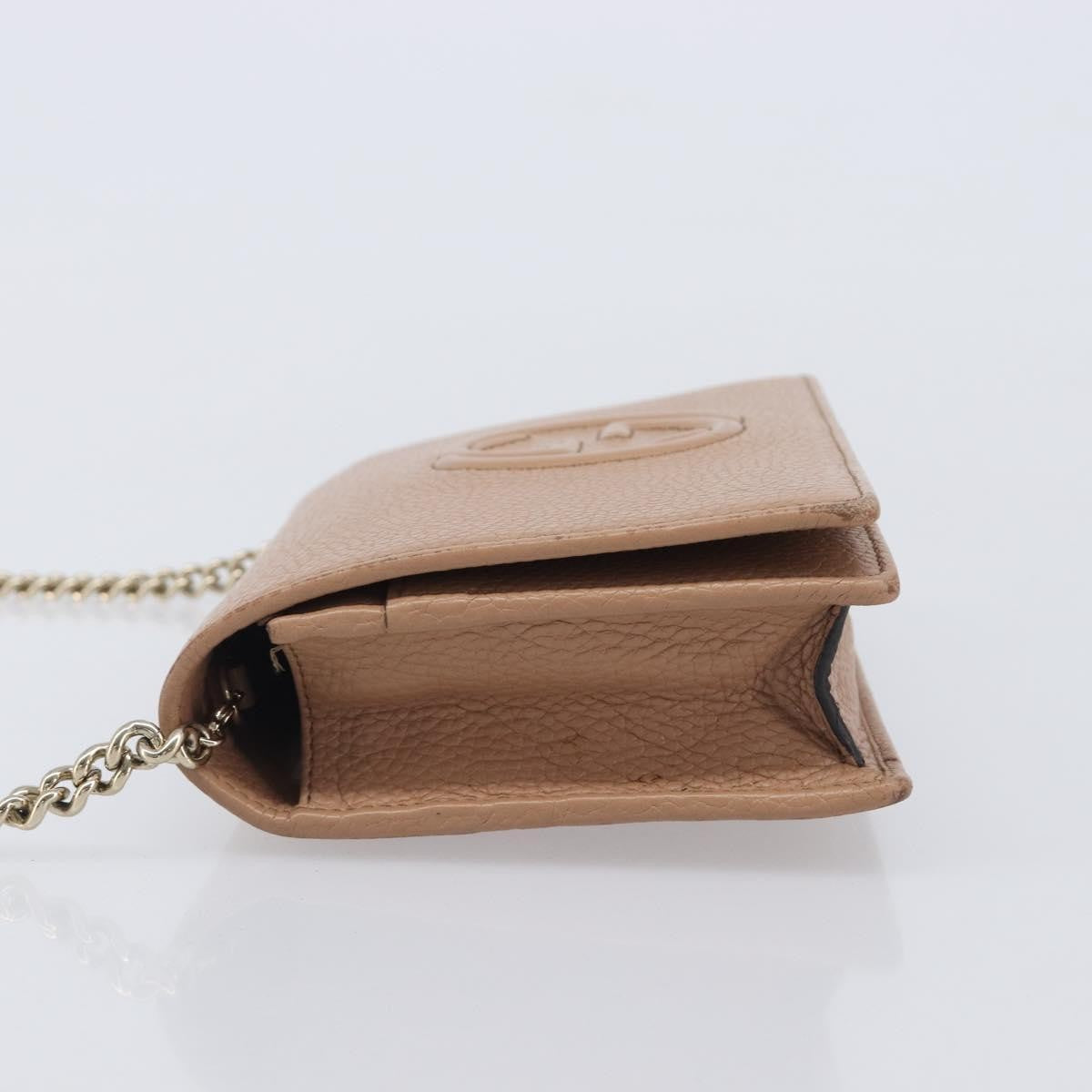 Gucci Soho Wallet On Chain Leather Beige Leather Shoulder Bag Bag (Pre-Owned)