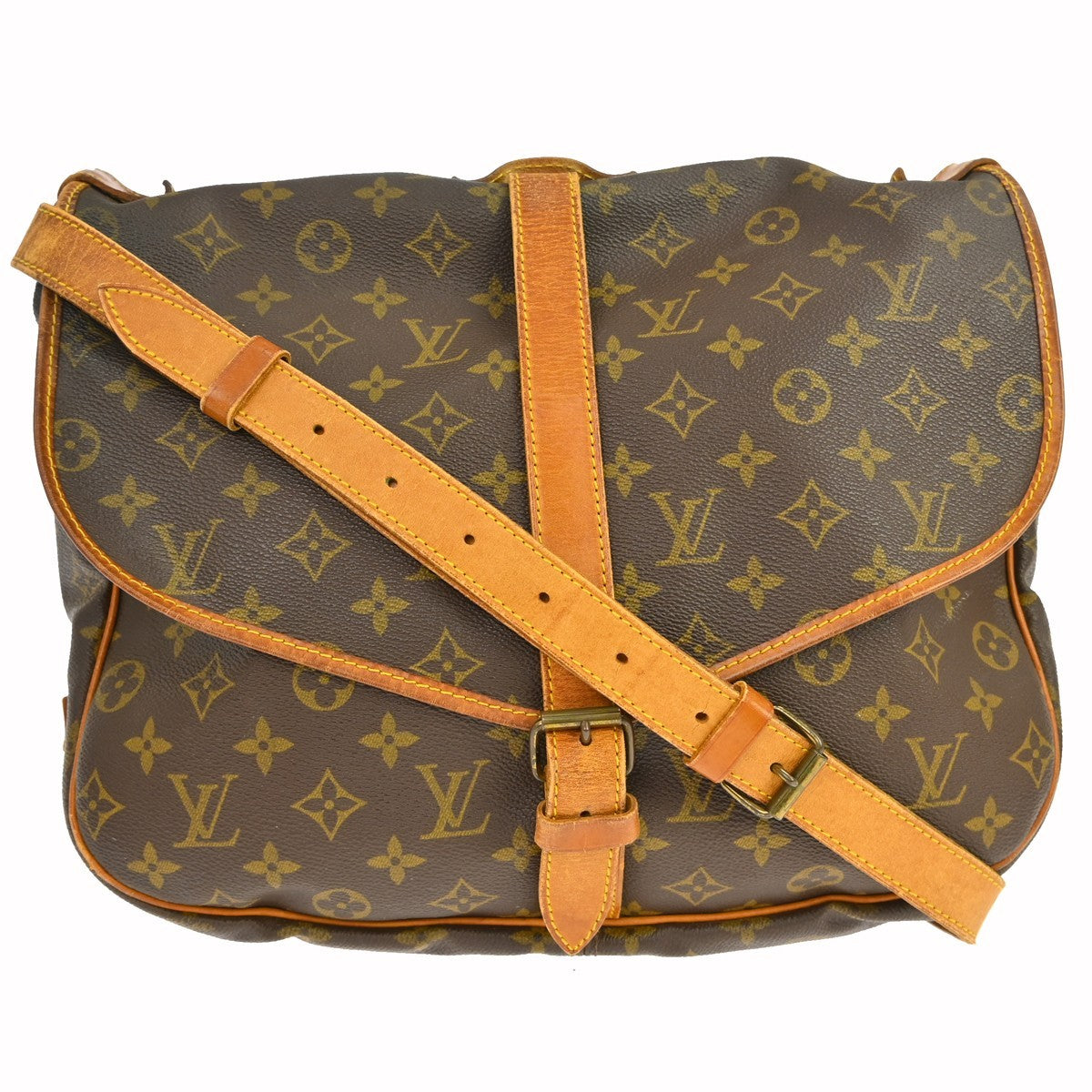 Louis Vuitton Saumur Monogram Brown Canvas Shoulder Bag Bag (Pre-Owned)