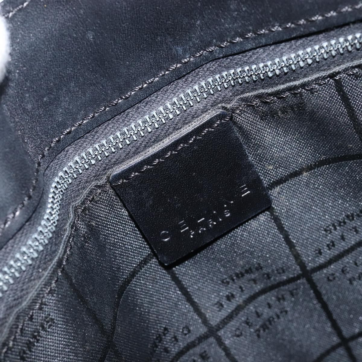 Celine Shoulder Bag Circle Logo Leather Black Leather Shoulder Bag Bag (Pre-Owned)