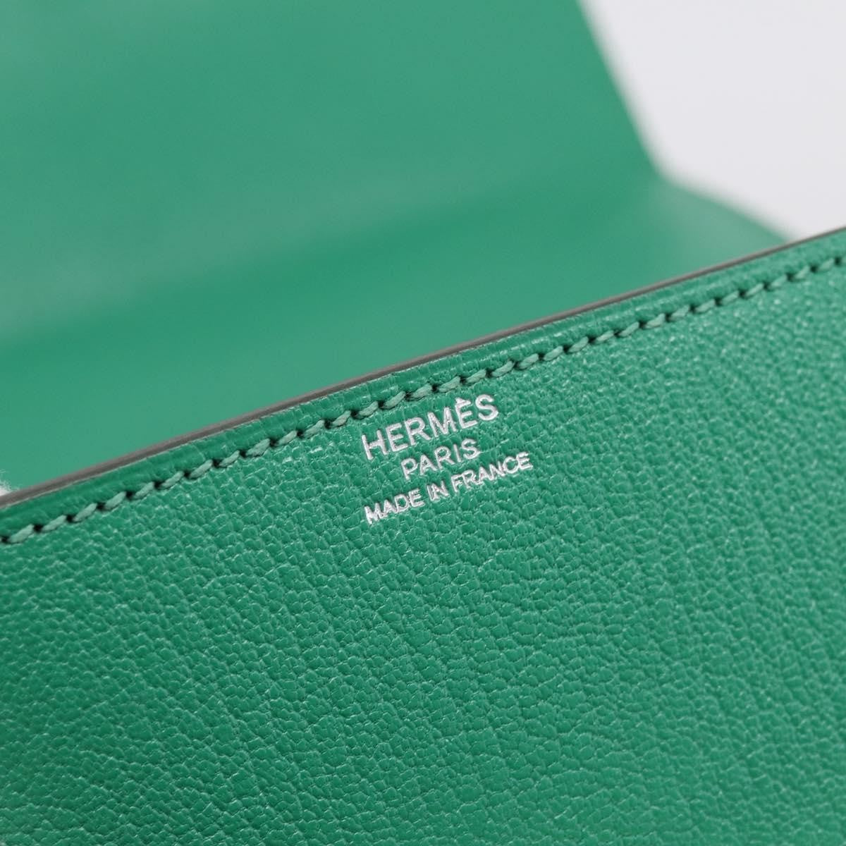 Hermes Cinhetic Top Handle Chevre Mysore Green Leather Handbag (Pre-Owned)
