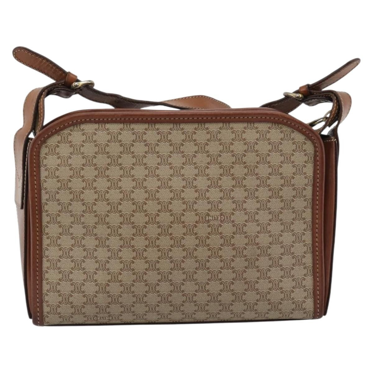 Celine Vintage Macadam Canvas And Leather Beige Canvas Shoulder Bag Bag (Pre-Owned)