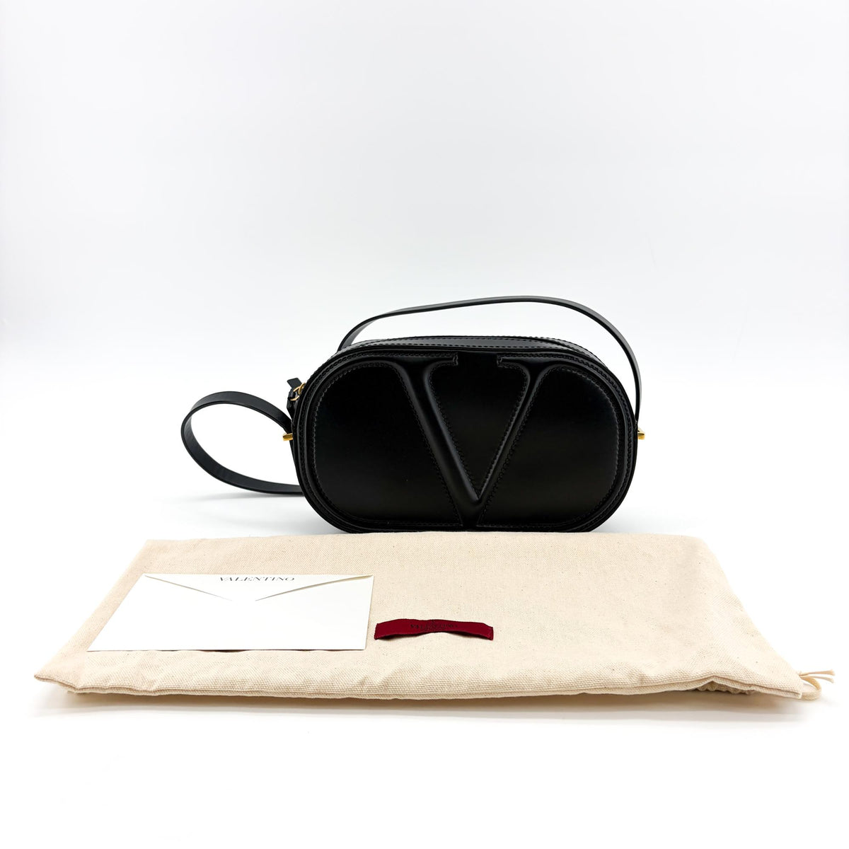 Valentino Garavani Vlogo Walk Leather Black Leather Crossbody Bag Bag (Pre-Owned)