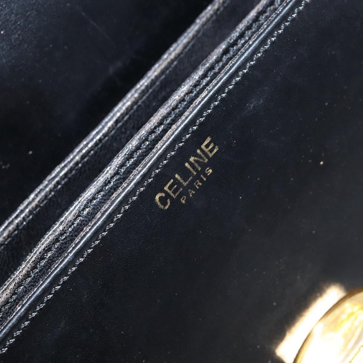 Celine Shoulder Leather Black Leather Shoulder Bag Bag (Pre-Owned)