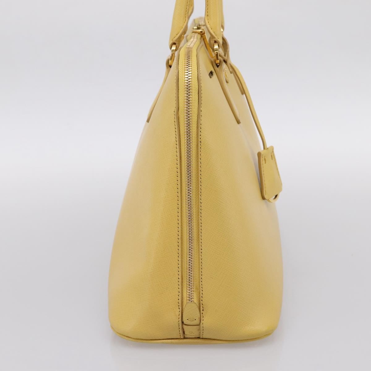 Prada Promenade Saffiano Leather Yellow Leather Handbag (Pre-Owned)