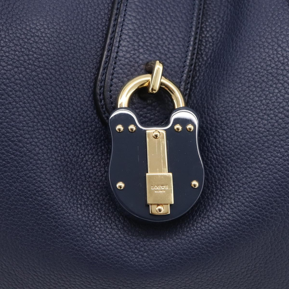 Loewe Calle Hobo Leather Navy Leather Shoulder Bag Bag (Pre-Owned)