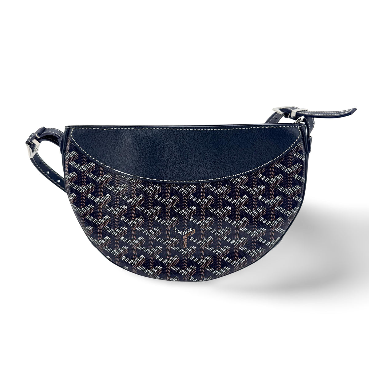 Goyard Hirondelle Coated Canvas And Leather Navy Canvas Shoulder Bag Bag (Pre-Owned)