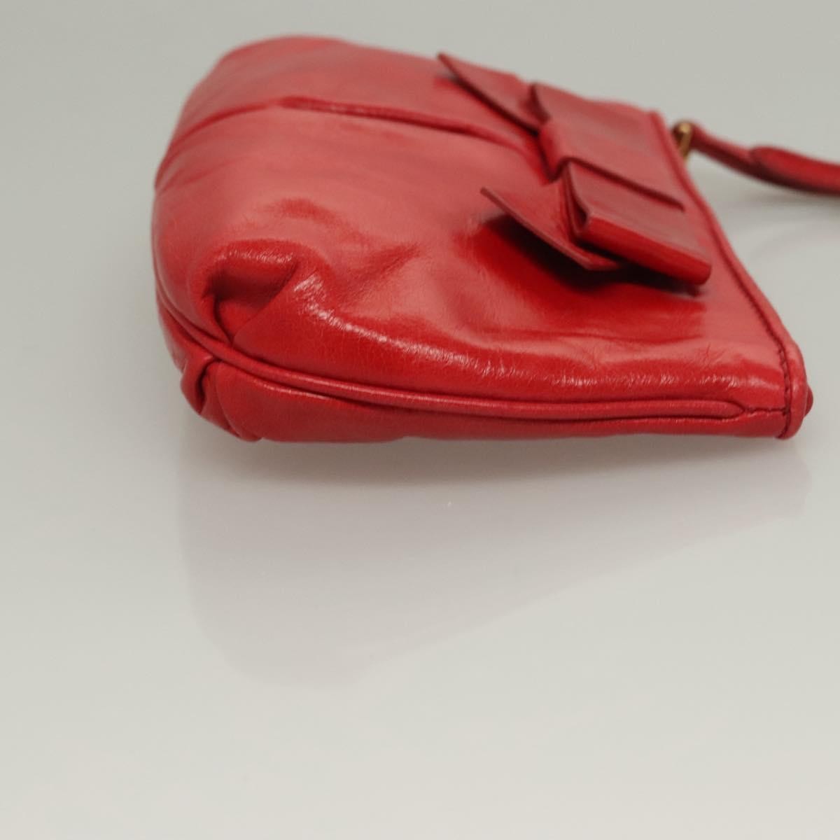 Miu Miu Zip Wristlet Leather Red Leather Clutche & Pouche Bag (Pre-Owned)