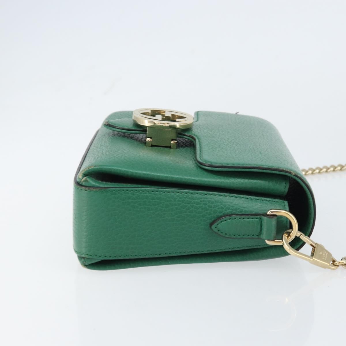 Gucci Interlocking Chain Leather Green Leather Shoulder Bag Bag (Pre-Owned)