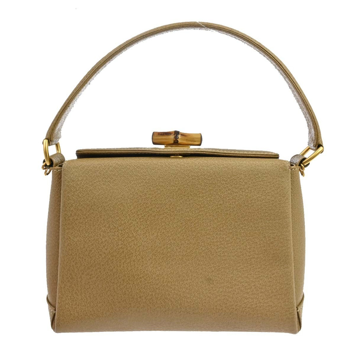 Gucci Vintage Convertible Bamboo Box Leather Beige Leather Crossbody Bag Bag (Pre-Owned)