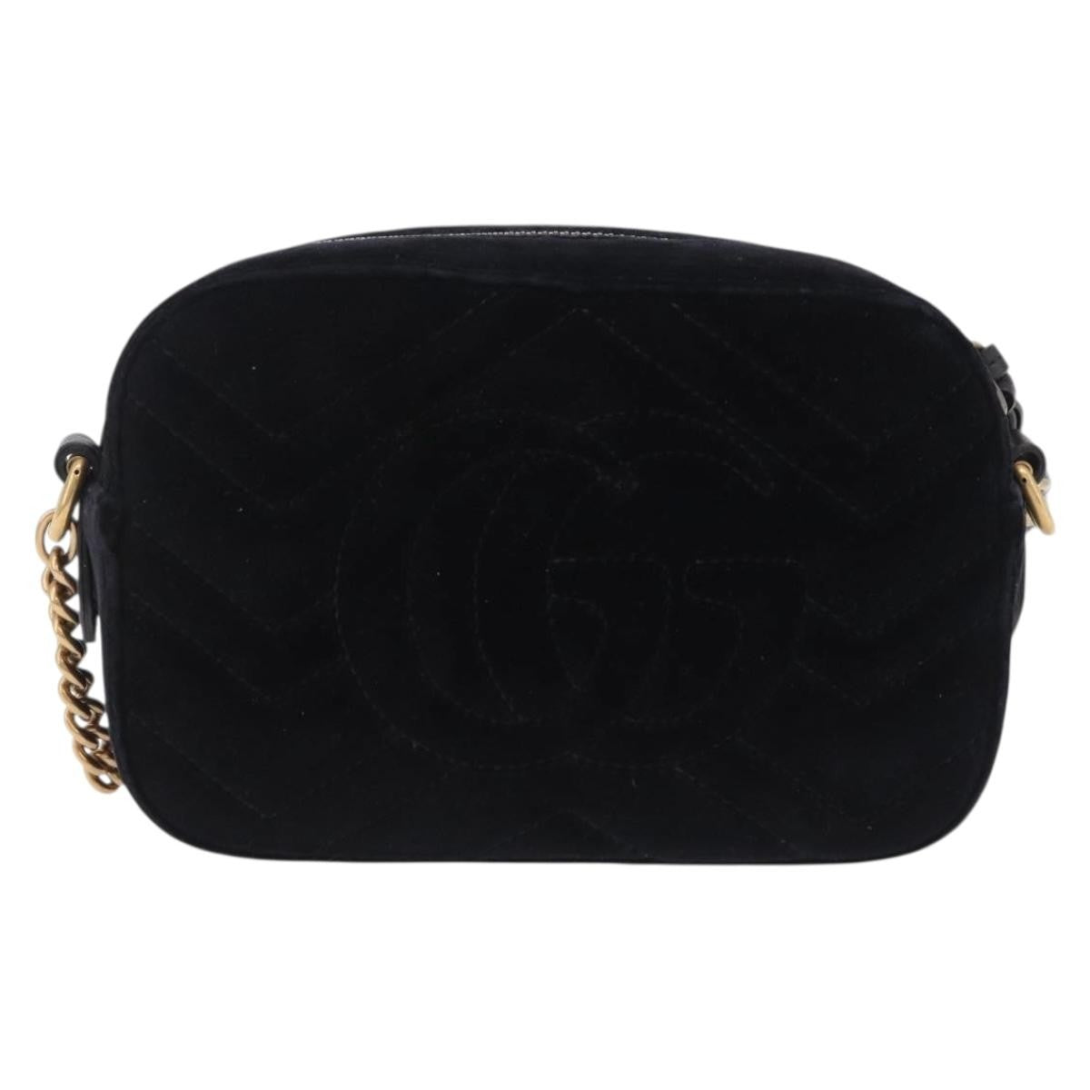 Gucci Gg Marmont Crystal Embellished Matelasse Velvet Black Velvet Shoulder Bag Bag (Pre-Owned)