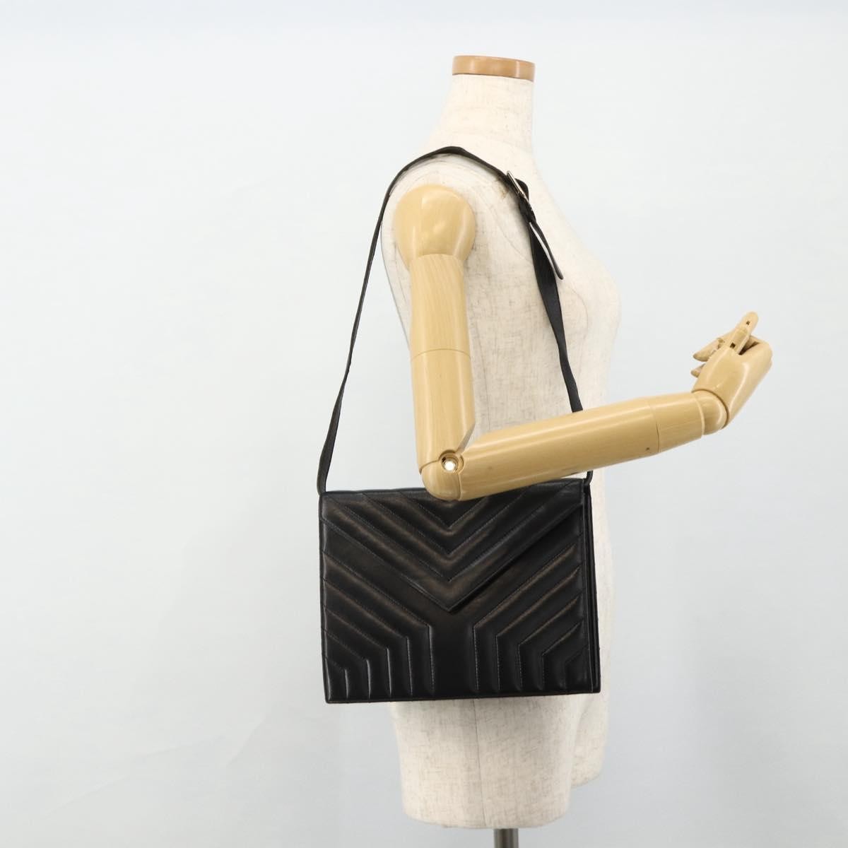Saint Laurent Loulou Nm Matelasse Chevron Leather Black Leather Shoulder Bag Bag (Pre-Owned)