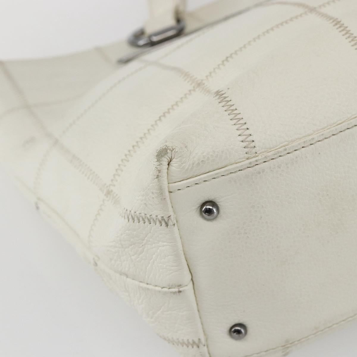 Chanel Square Stitch Quilted Leather White Leather Tote Bag Bag (Pre-Owned)