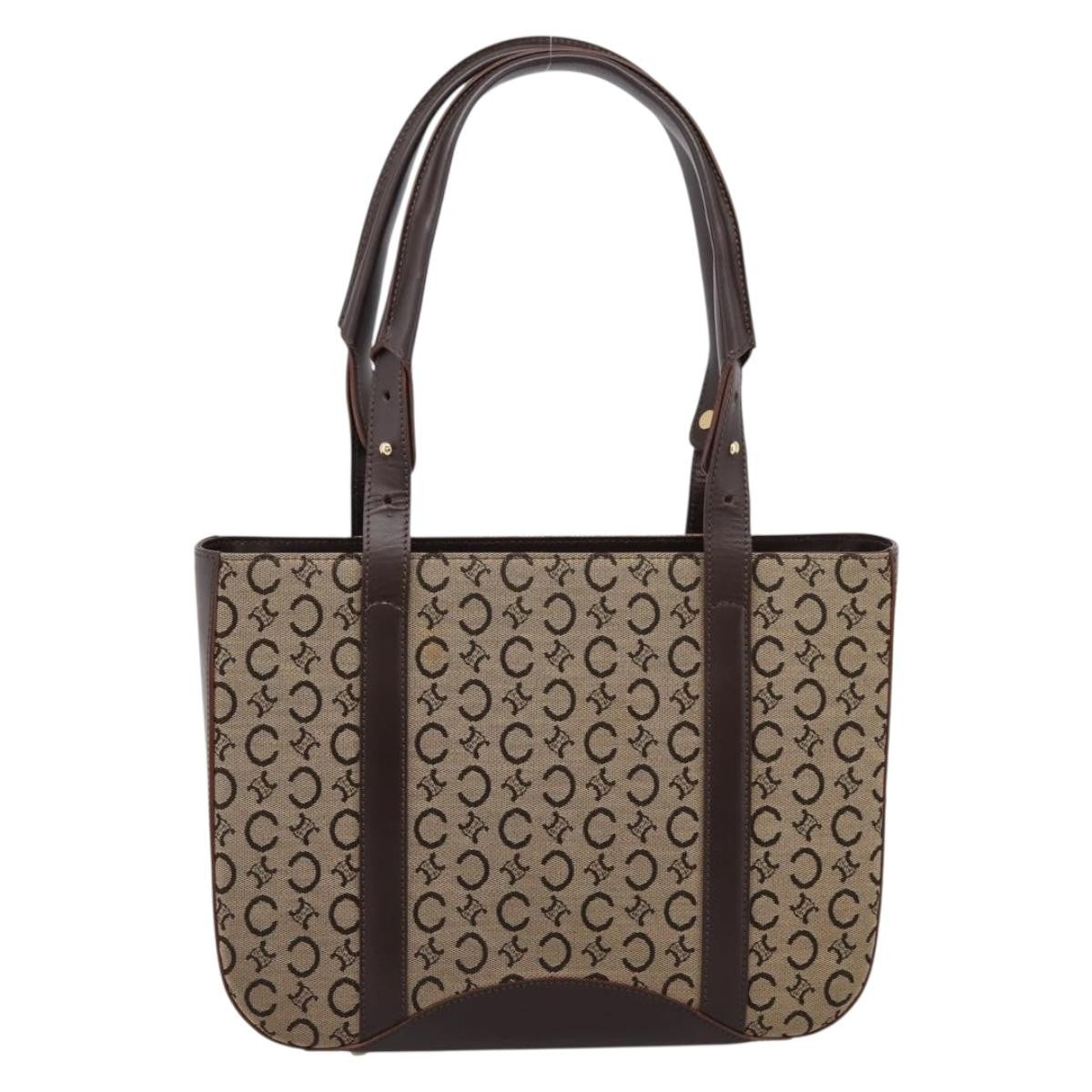 Celine C Macadam Canvas And Leather Beige Canvas Tote Bag Bag (Pre-Owned)