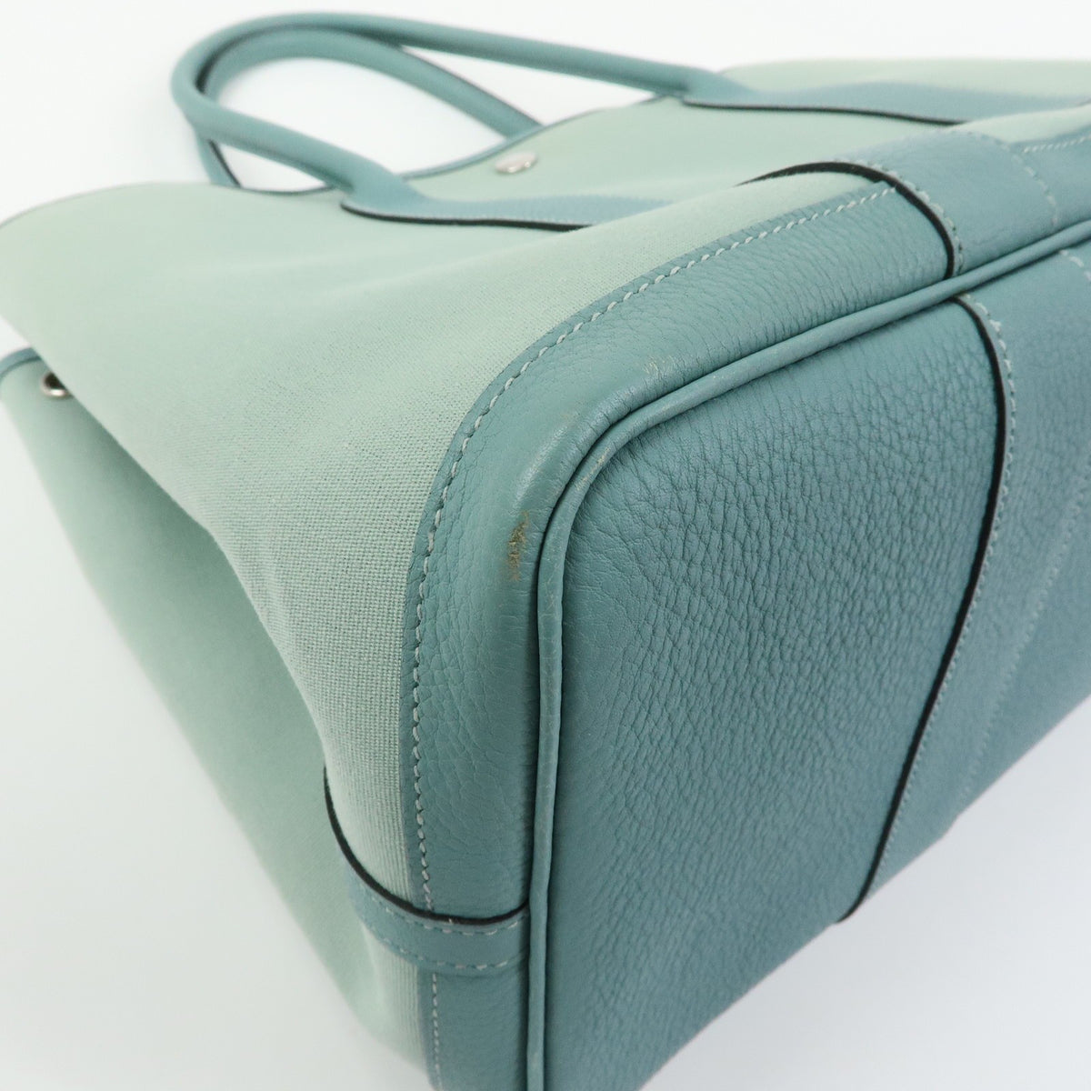 Hermes Garden Party Toile And Leather Green Canvas Tote Bag Bag (Pre-Owned)