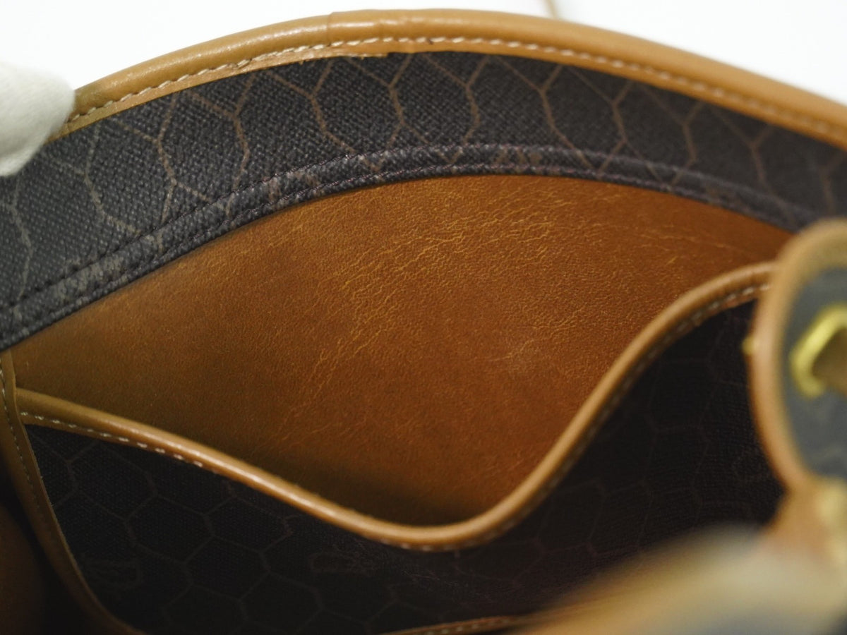Christian Dior Vintage Honeycomb Canvas Black Canvas Shoulder Bag Bag (Pre-Owned)
