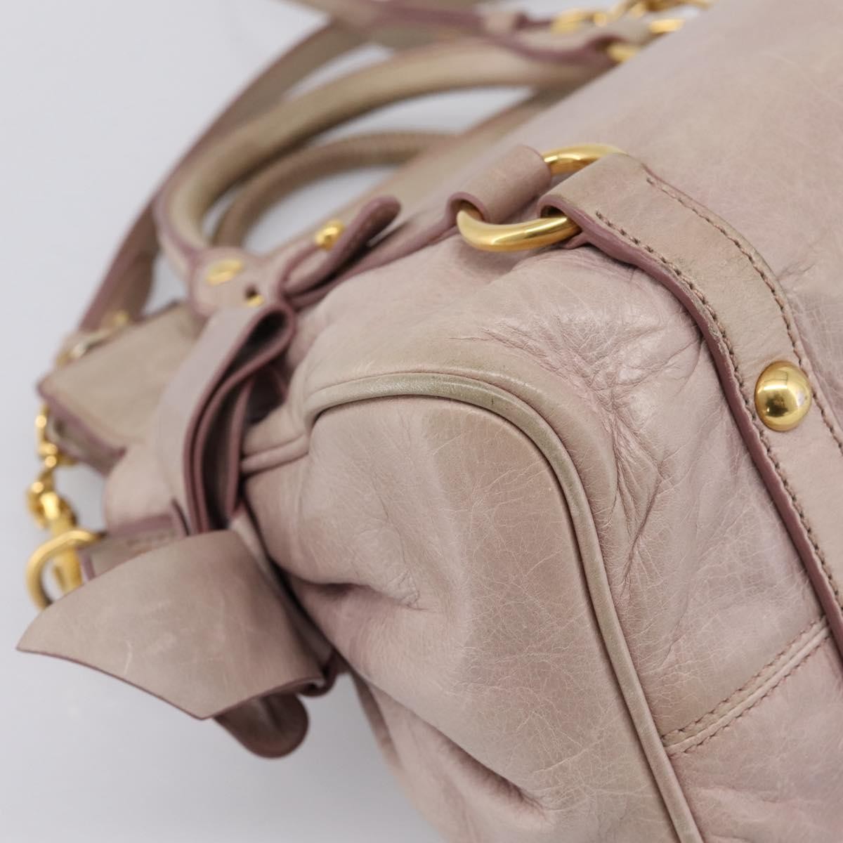 Miu Miu Vitello Lux Leather Pink Leather Handbag (Pre-Owned)