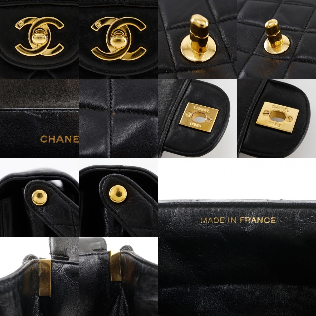 Chanel Vintage Double Sided Quilted Lambskin Black Leather Shoulder Bag Bag (Pre-Owned)