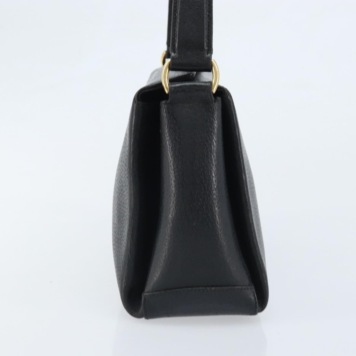 Gucci Vintage Convertible Bamboo Box Leather Black Leather Handbag (Pre-Owned)