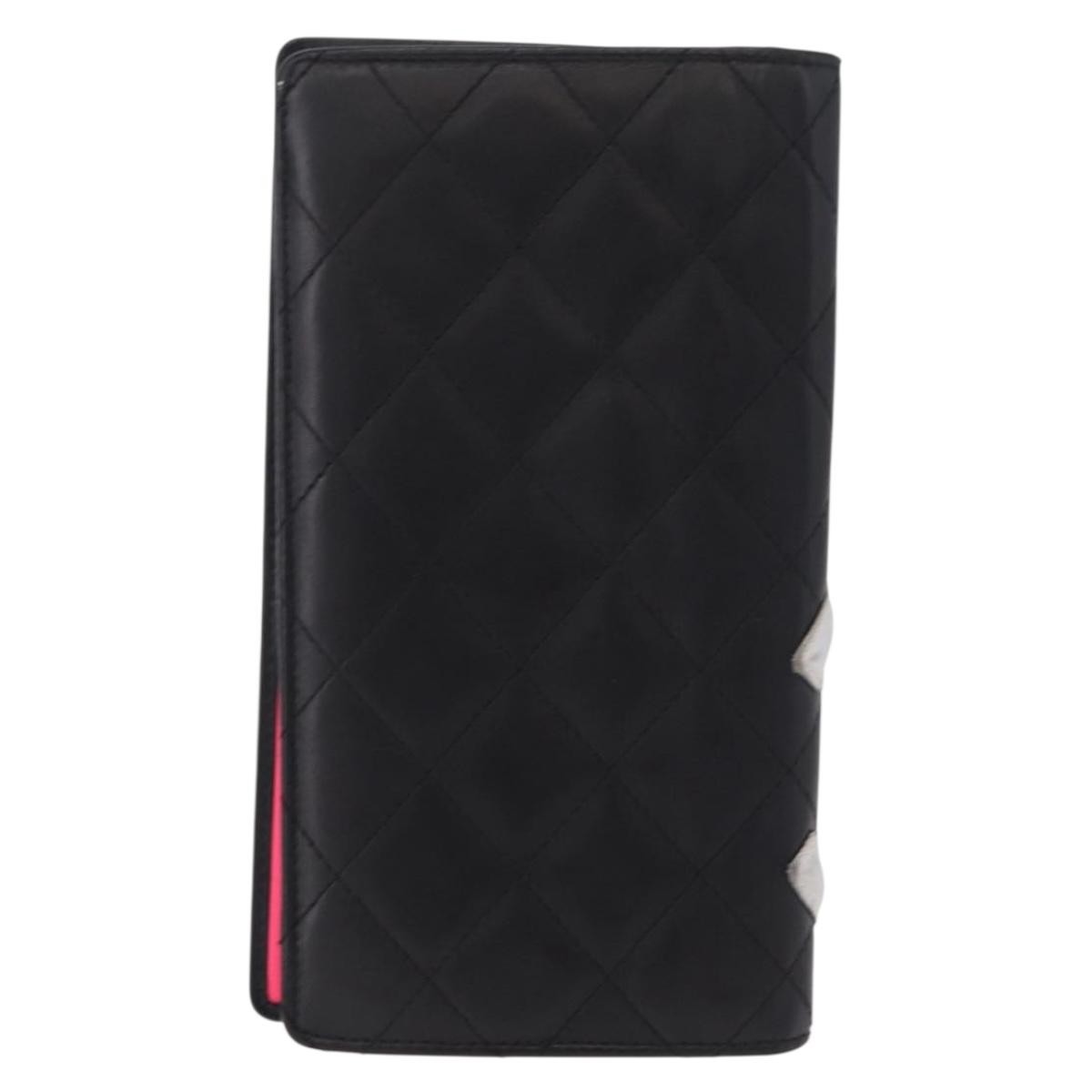 Chanel Cambon Bifold Quilted Calfskin Black Leather Wallets Accessory (Pre-Owned)