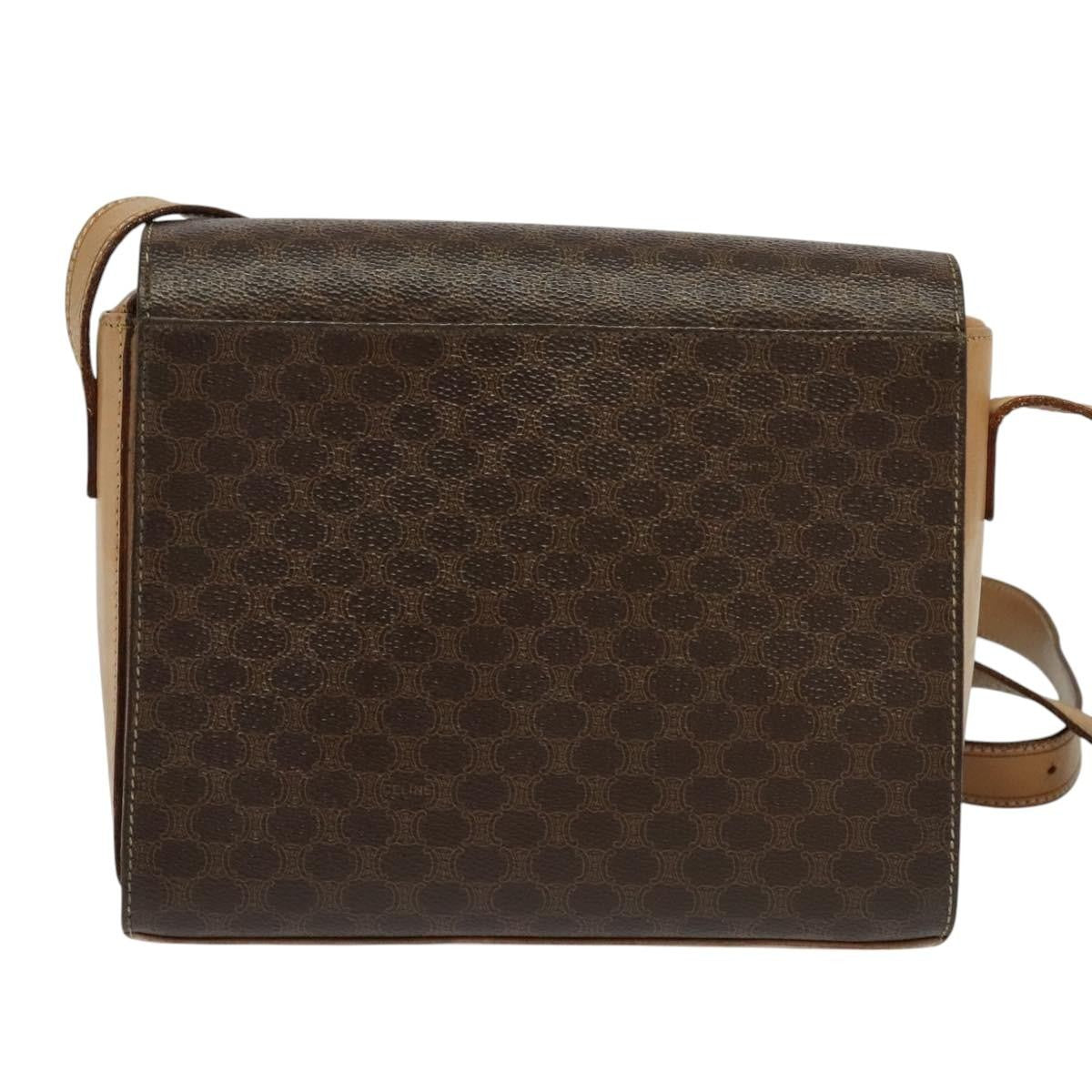 Celine Vintage Macadam Circle Logo Canvas And Leather Brown Canvas Shoulder Bag Bag (Pre-Owned)
