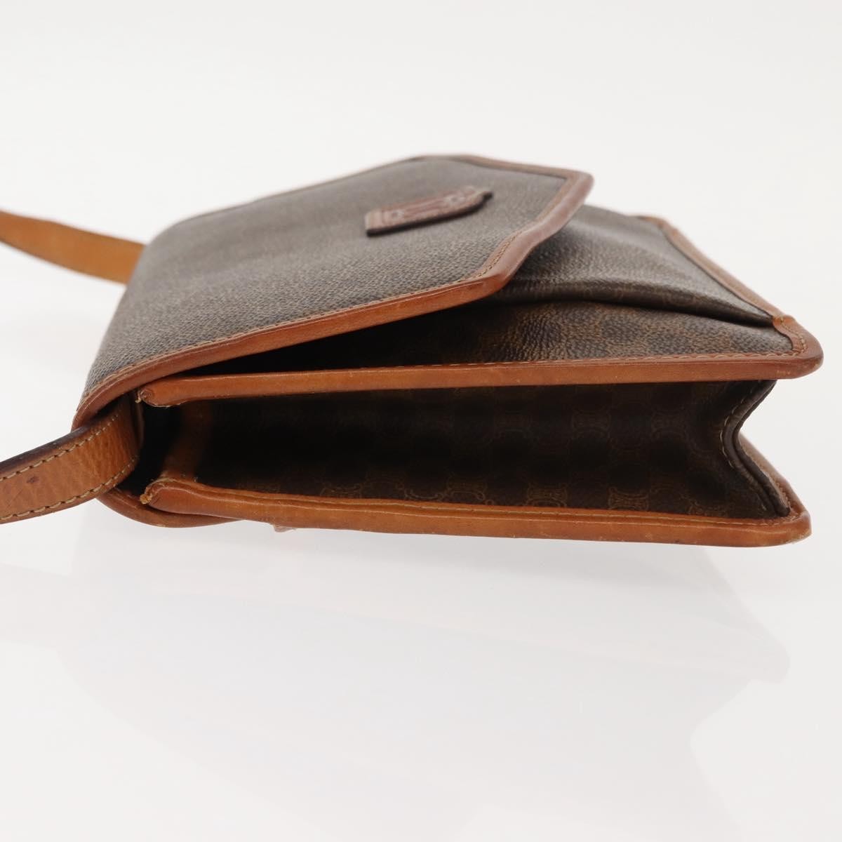 Celine Vintage Macadam Canvas And Leather Brown Canvas Shoulder Bag Bag (Pre-Owned)