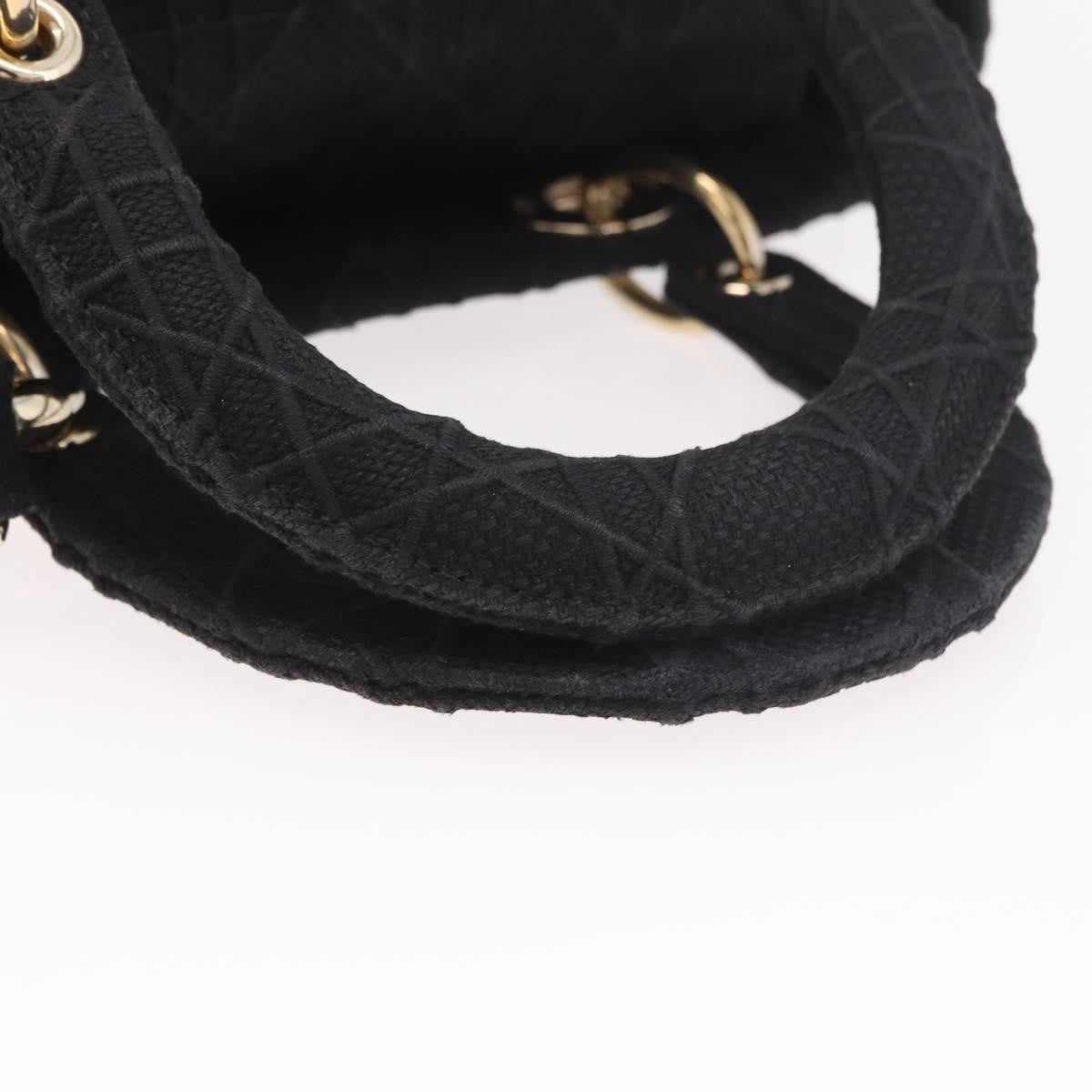 Christian Dior Lady Dior Black Canvas Handbag (Pre-Owned)
