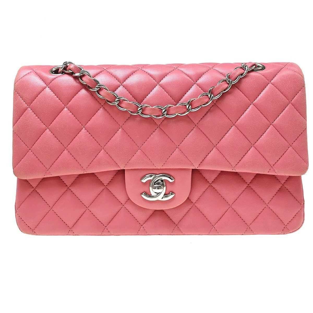 Chanel Timeless - Classic Double Flap Quilted Lambskin Pink Leather Shoulder Bag Bag (Pre-Owned)