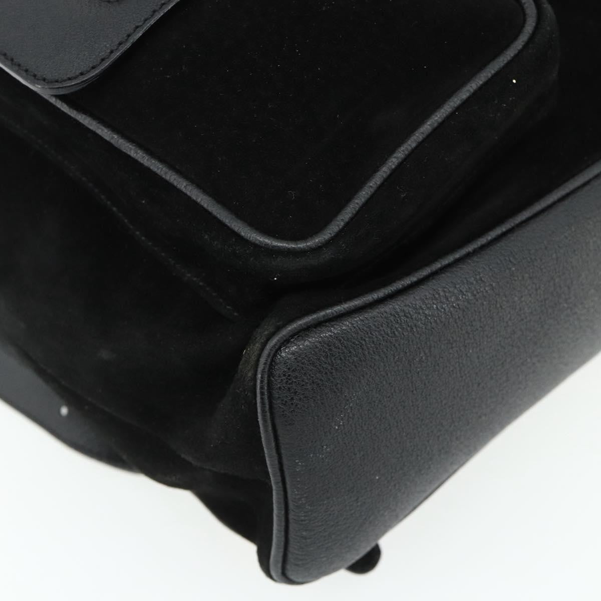 Gucci Vintage Bamboo Suede Black Suede Backpack Bag (Pre-Owned)
