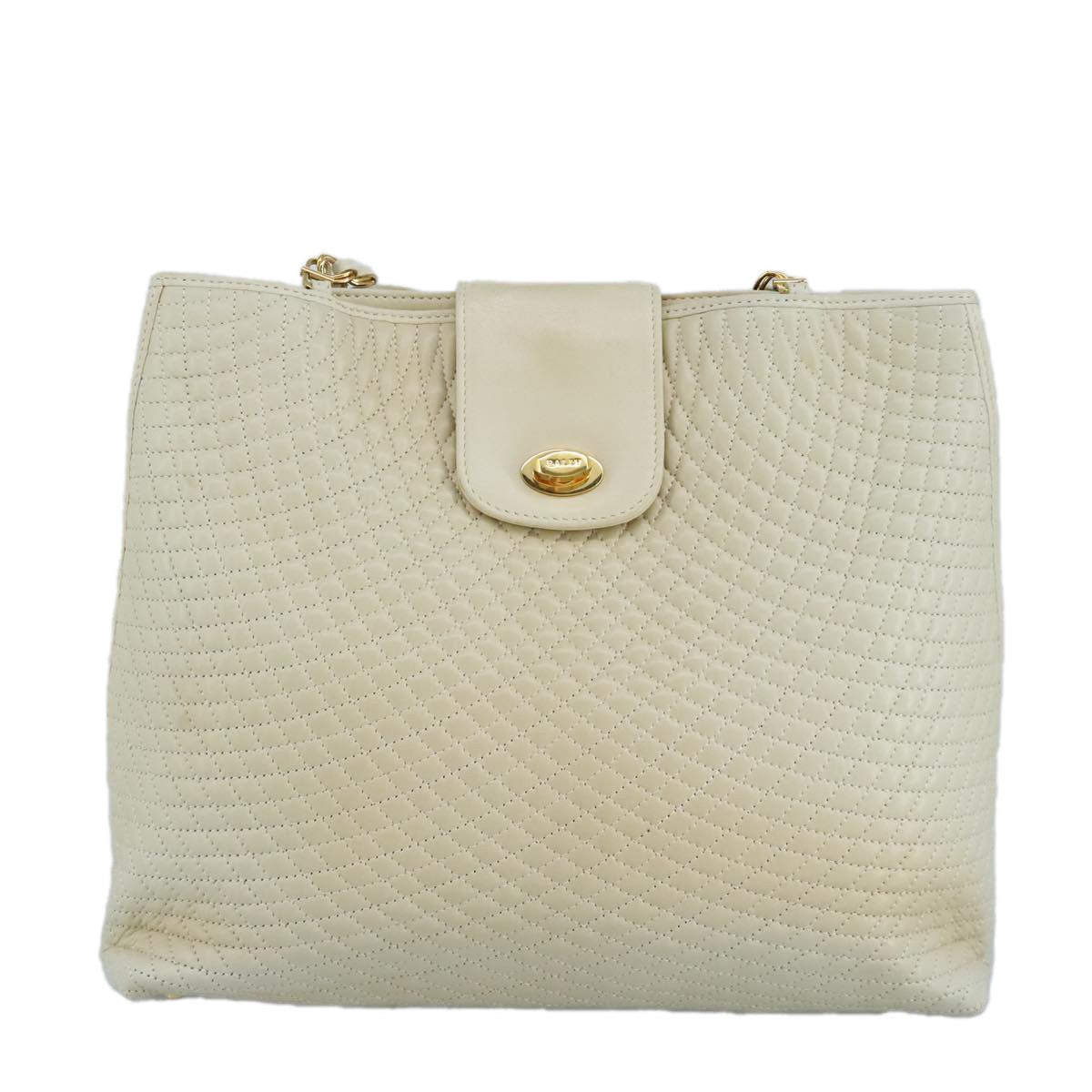Bally Vintage Quilted Leather Beige Leather Shoulder Bag Bag (Pre-Owned)