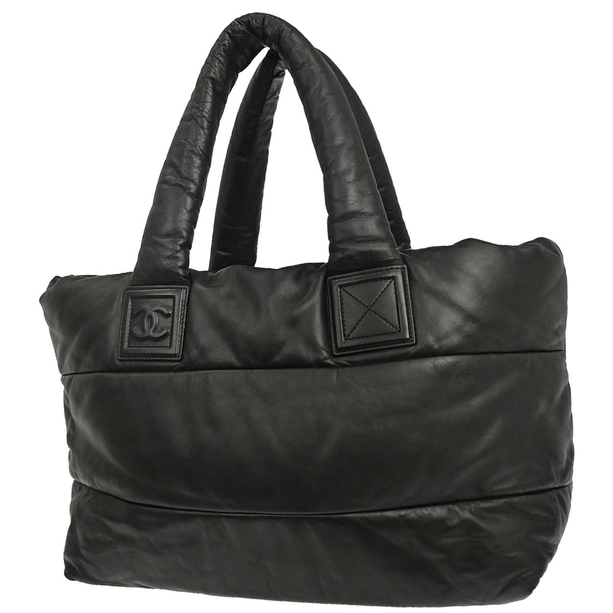 Chanel Coco Cocoon Reversible Tote Quilted Lambskin Black Leather Tote Bag Bag (Pre-Owned)
