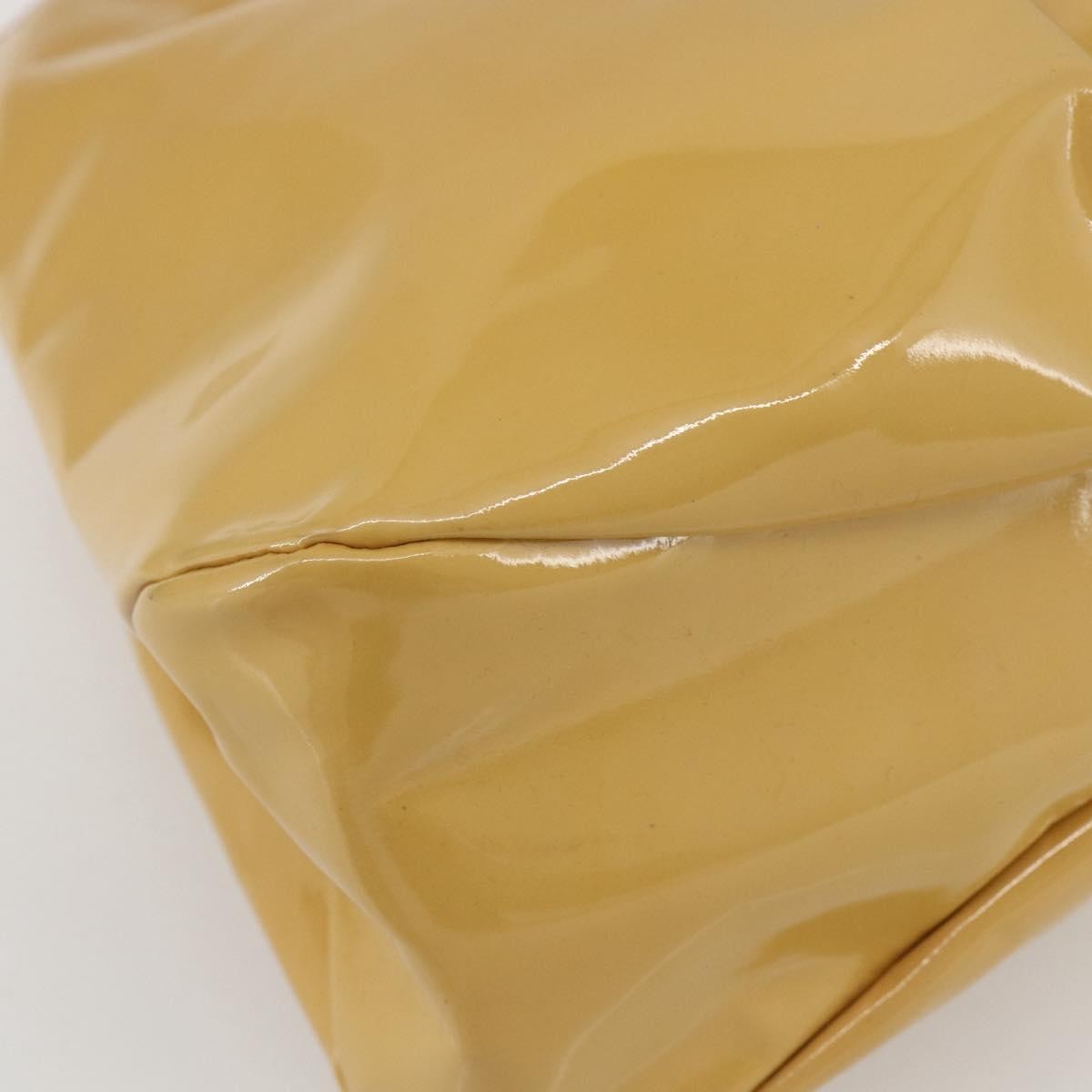 Salvatore Ferragamo Vala Patent Leather Yellow Patent_Leather Handbag (Pre-Owned)