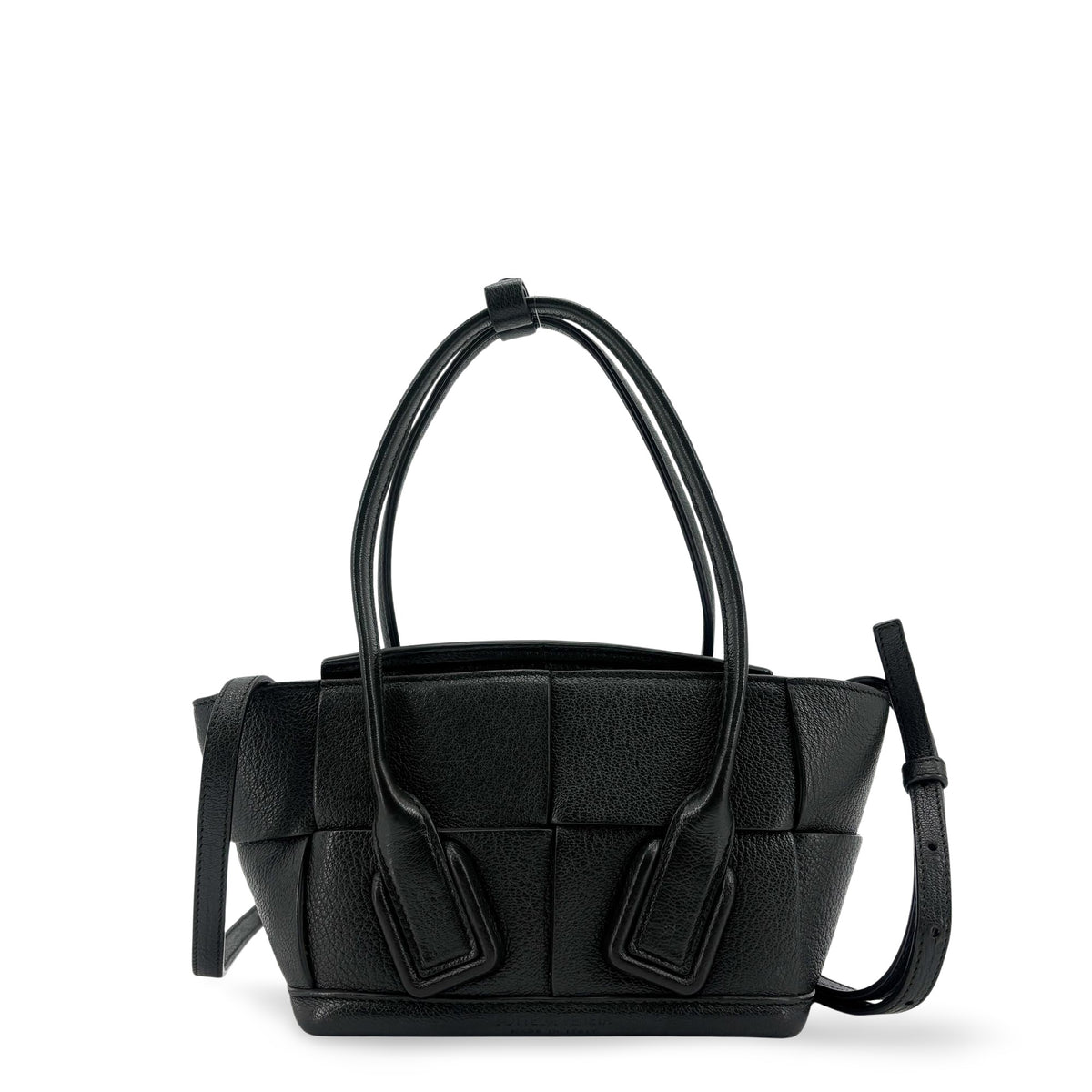 Bottega Veneta Arco Maxi Intrecciato Leather Black Leather Tote Bag Bag (Pre-Owned)
