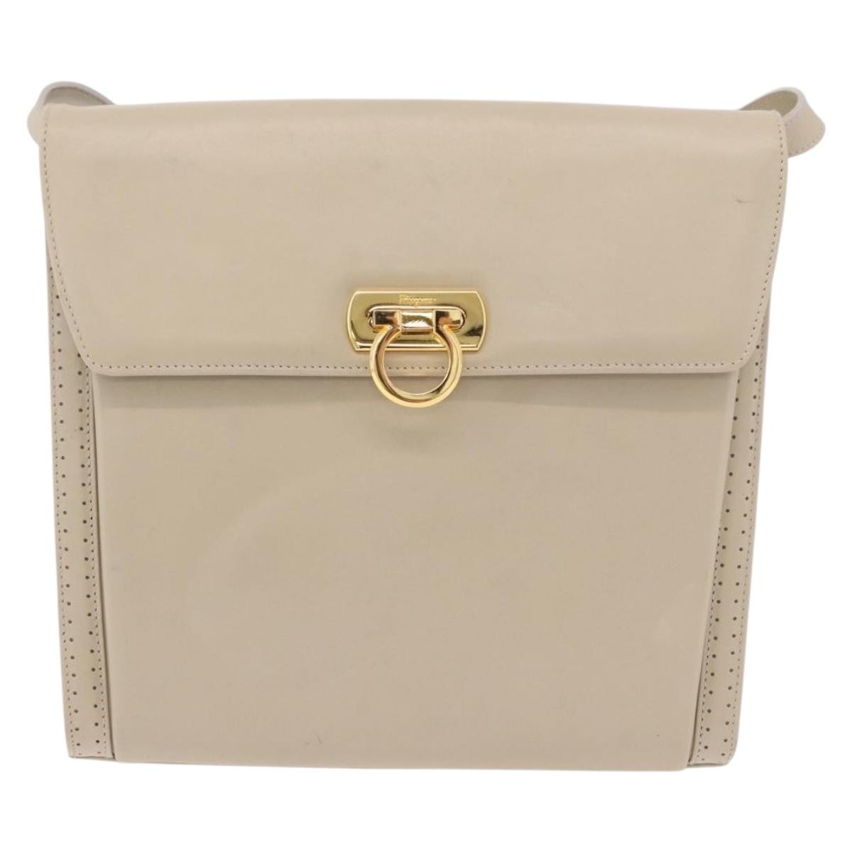 Salvatore Ferragamo Gancini Leather Beige Leather Shoulder Bag Bag (Pre-Owned)