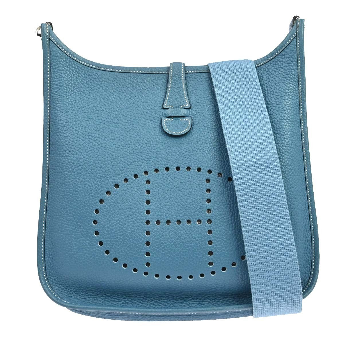 Hermes Evelyne Bag Gen Iii Clemence Blue Leather Shoulder Bag Bag (Pre-Owned)